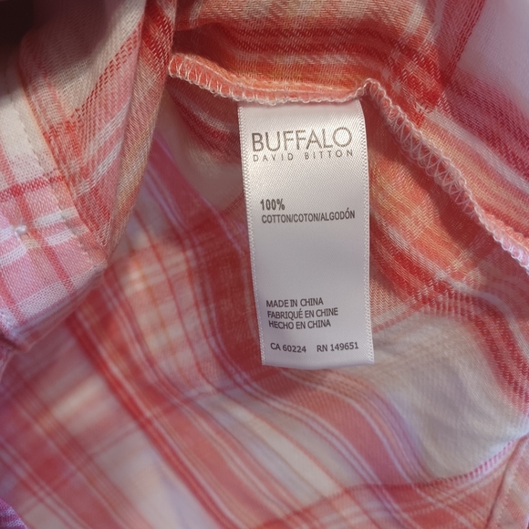 Buffalo David Bitton Ruffled Plaid Could Shoulder Top Blouse Size-XS - Picture 7 of 8